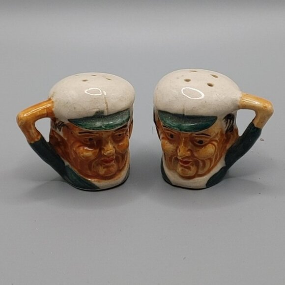 Vintage Mini Toby Style Old Man Seaman Face Mug Salt & Pepper Shakers Set - Picture 1 of 8